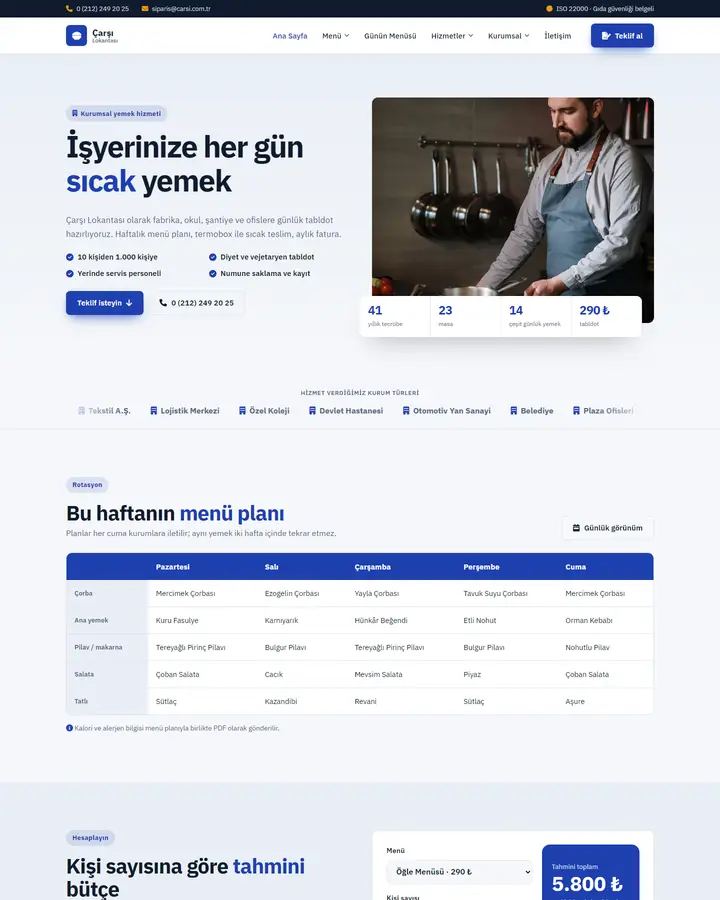 Tema 08 – Catering tasarım önizlemesi