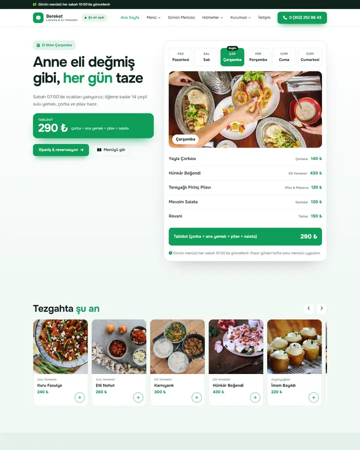 Tema 12 – Tabldot tasarım önizlemesi