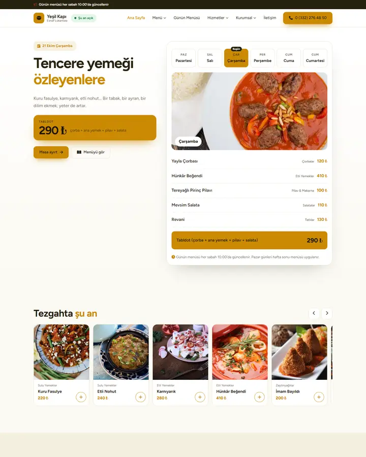 Tema 32 – Tabldot tasarım önizlemesi
