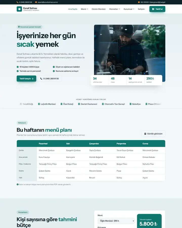 Tema 38 – Catering tasarım önizlemesi