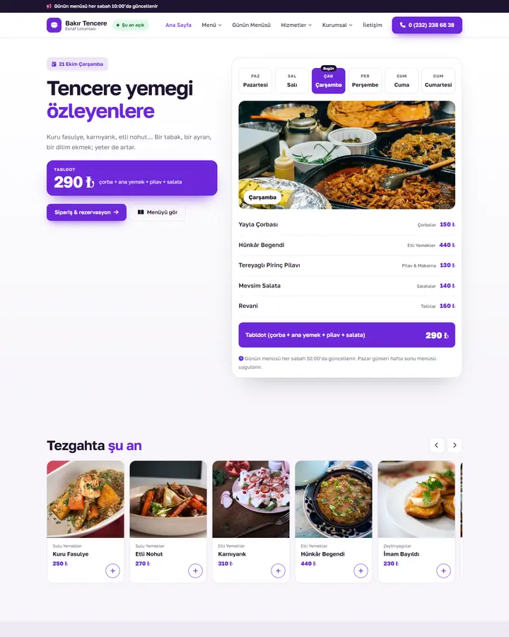 Tema 42 – Tabldot tasarım önizlemesi